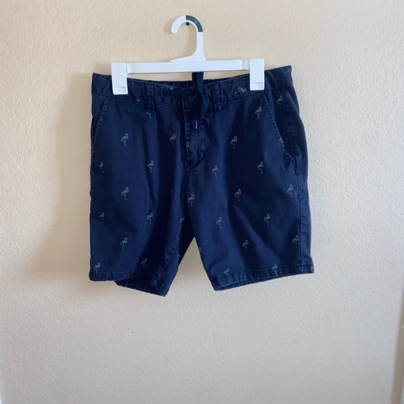 Men flamingo navy shorts slim tight fit Michael Brandon front string y2k bottoms - Picture 1 of 9